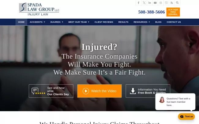 Screenshot of the Spada Law Group, LLC Website