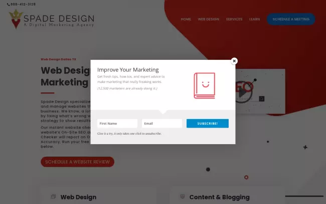 Screenshot of the Spade Design Website