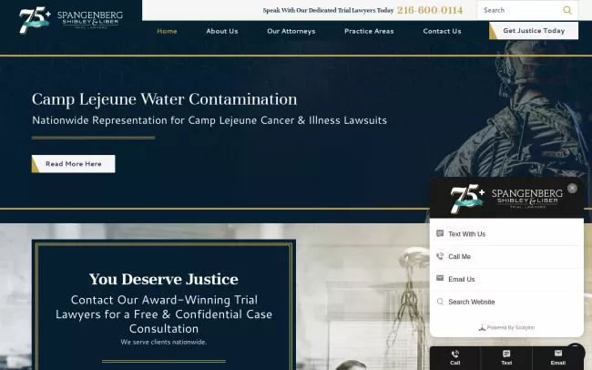 Screenshot of the Spangenberg Shibley & Liber LLP Website