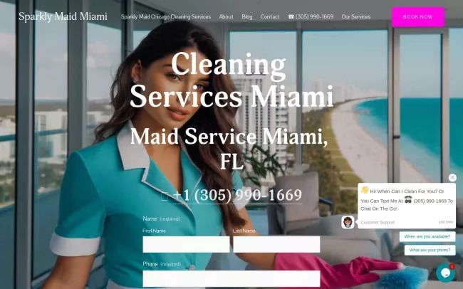 Screenshot of the Sparkly Maid Miami Website