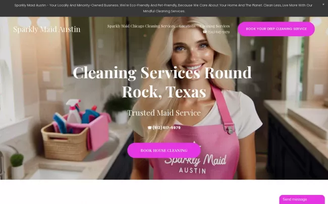 Screenshot of the Sparkly Maid Round Rock Website