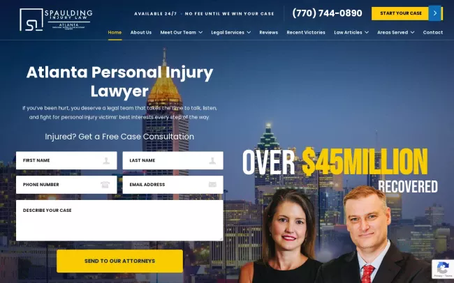 Screenshot of the Spaulding Injury Law: Atlanta Personal Injury & Car Accident Lawyer Website