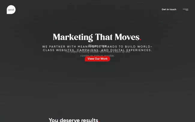 Screenshot of the Speak Creative Website