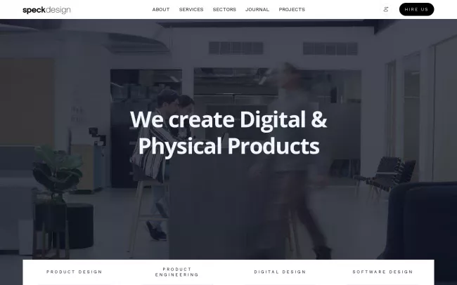 Screenshot of the Speck Design Website