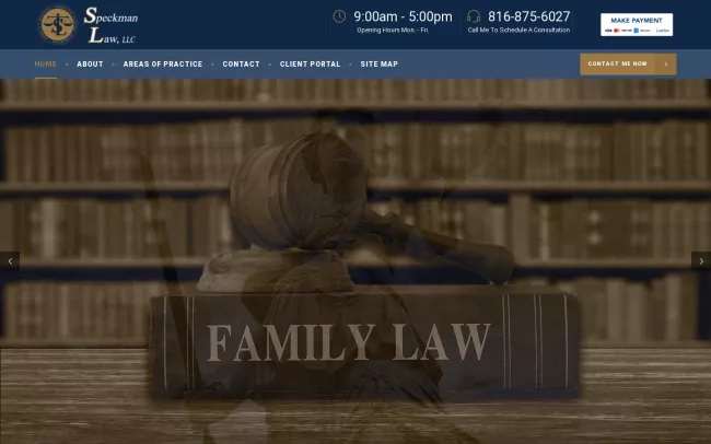 Screenshot of the Speckman Law, LLC Website