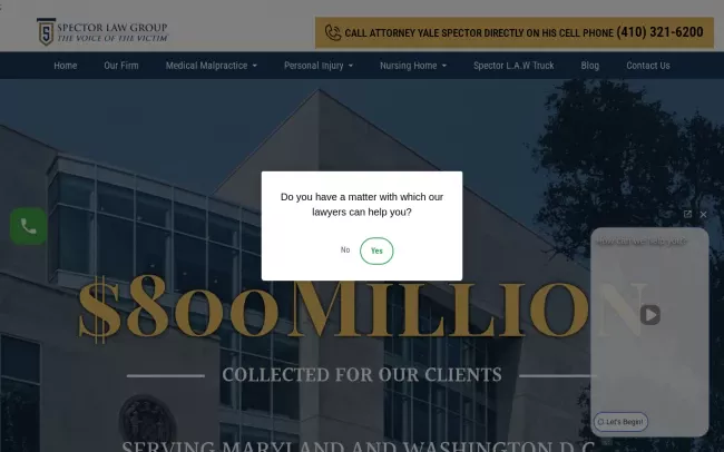 Screenshot of the Spector Law Group Website