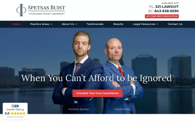 Screenshot of the Spetsas Buist Accident Injury Lawyers, PLLC Website