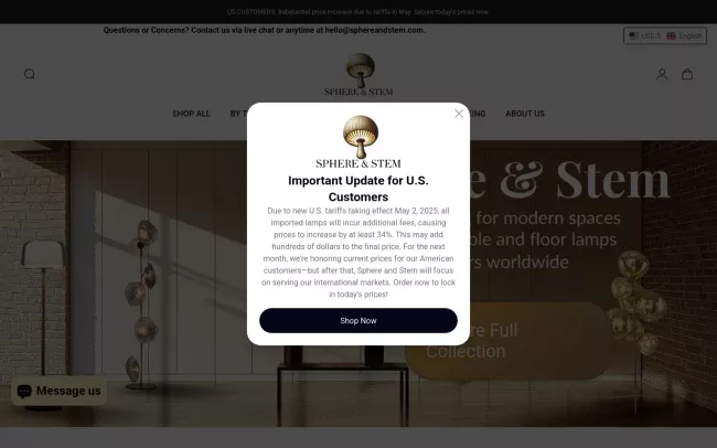 Screenshot of the Sphere and Stem Website