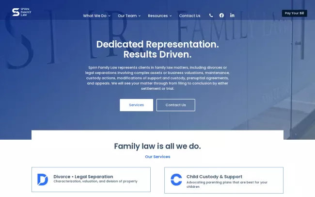 Screenshot of the Spirn Family Law Website