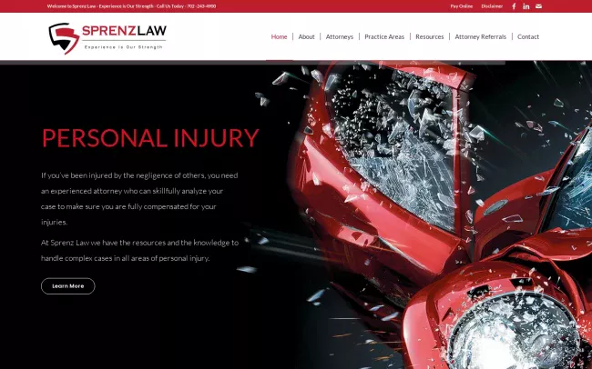 Screenshot of the Sprenz Law Website