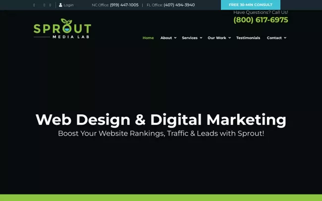 Screenshot of the Sprout Media Lab Website