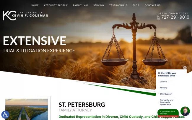 Screenshot of the St. Petersburg Family Attorney Website
