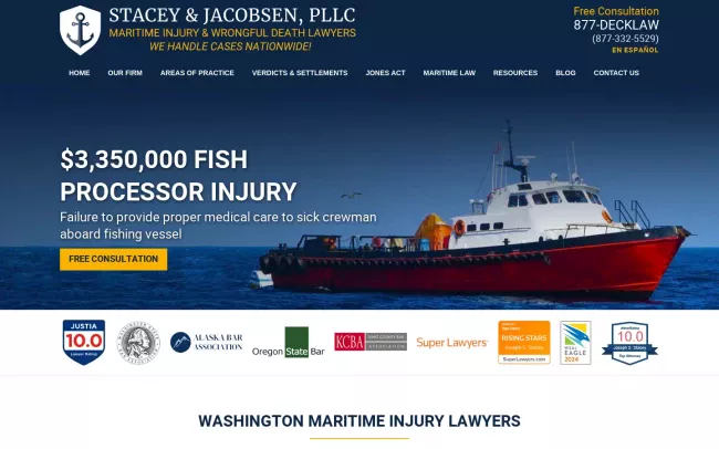 Screenshot of the Stacey & Jacobsen, PLLC Website