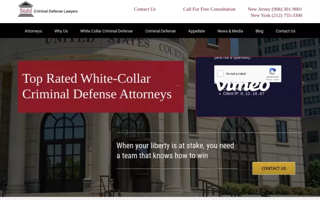 Screenshot of the Stahl Gasiorowski Criminal Defense Lawyers Website