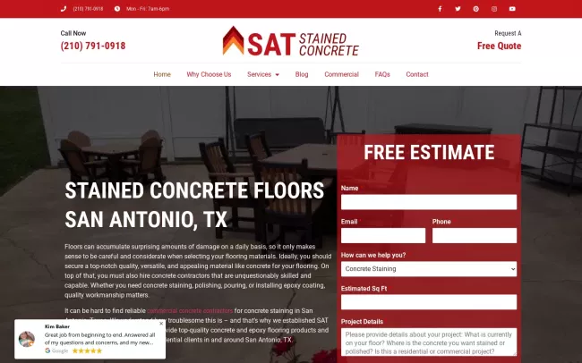 Screenshot of the SAT Stained Concrete Website