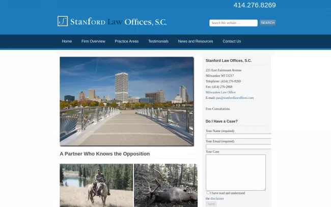 Screenshot of the Stanford Law Offices, S. C. Website