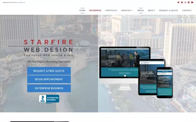 Screenshot of the Starfire Web Design Website
