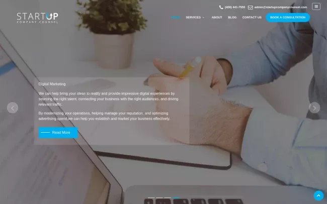 Screenshot of the Startup Company Counsel Website