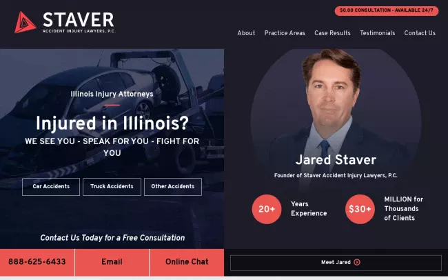 Screenshot of the Staver Accident Injury Lawyers, P.C. - Springfield Office Website