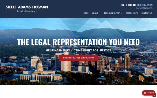 Screenshot of the Steele Adams Hosman Website
