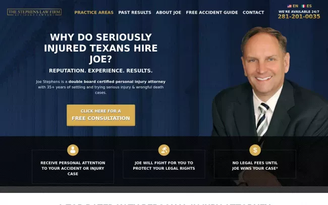 Screenshot of the Stephens Law Firm Website