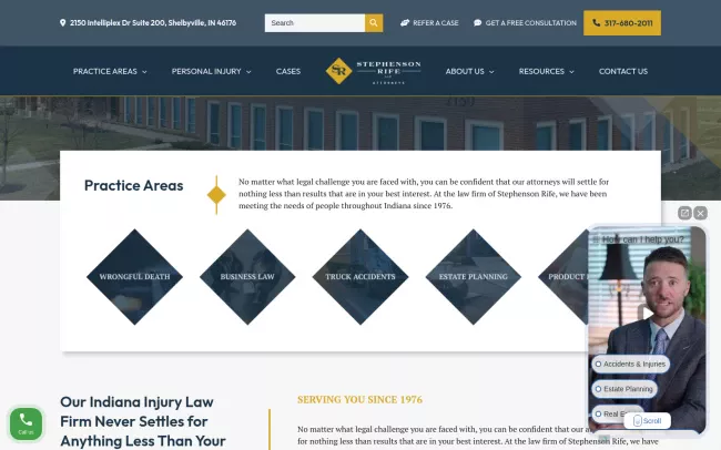Screenshot of the Stephenson Rife LLP Website