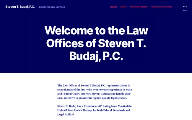 Screenshot of the Steven T. Budaj, P.C. Website