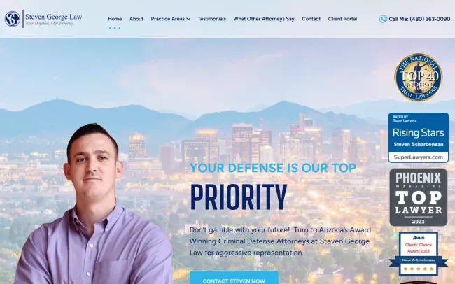 Screenshot of the Steven George Law Website