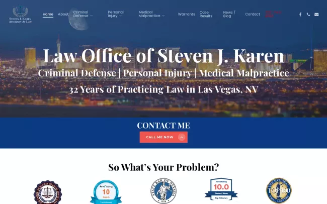 Screenshot of the Steven J Karen Law Offices Website