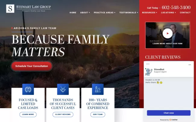 Screenshot of the Arizona Law Group, Phoenix Divorce Lawyer & Family Law Attorneys Website