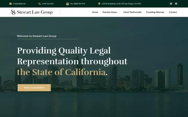 Screenshot of the Stewart Law Group Website