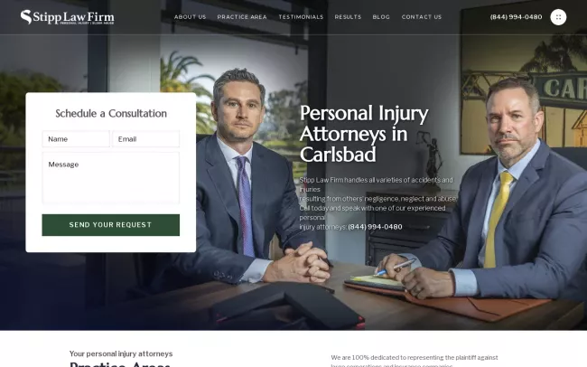 Screenshot of the Stipp Law Firm, APC Website