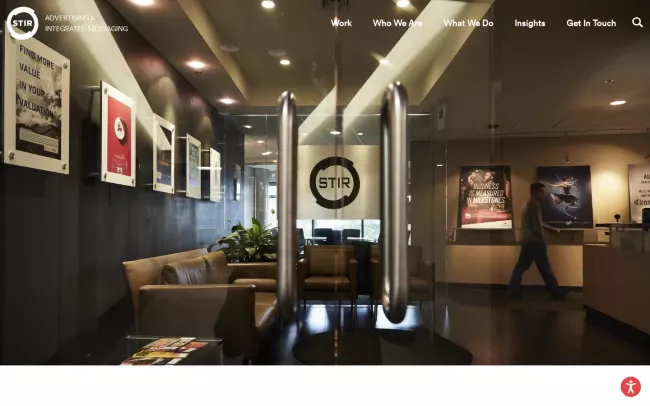 Screenshot of the STIR Advertising & Integrated Messaging Website
