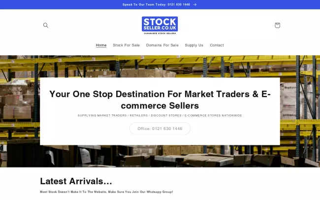 Screenshot of the Stock Seller UK Website