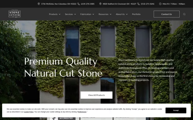Screenshot of the Stone Center Website