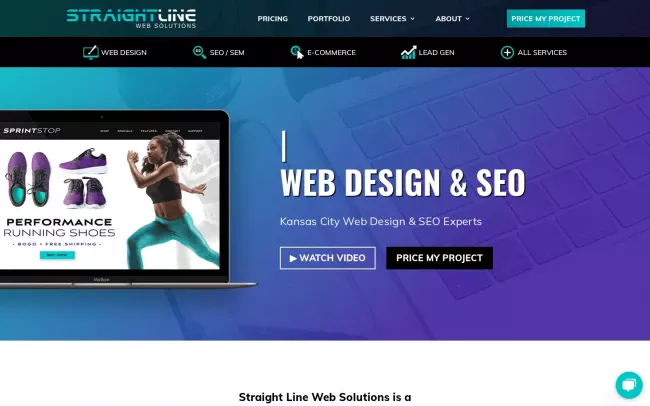 Screenshot of the Straight Line Web Solutions Website