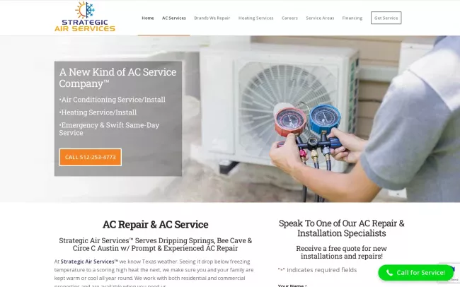 Screenshot of the Strategic Air Services Website