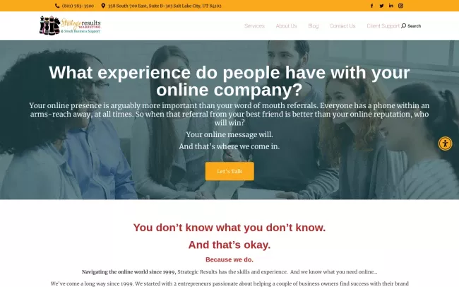 Screenshot of the Strategic Results Marketing Website