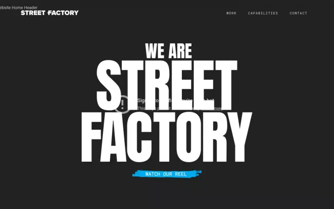 Screenshot of the Street Factory Media Website