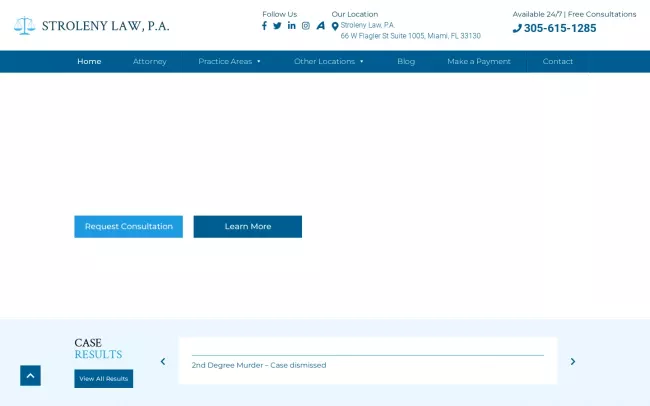 Screenshot of the Stroleny Law: Criminal Defense Attorney Website