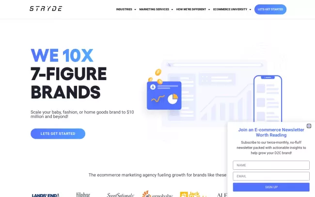 Screenshot of the Stryde Website