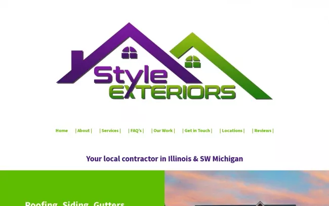 Screenshot of the Style Exteriors by Corley Website