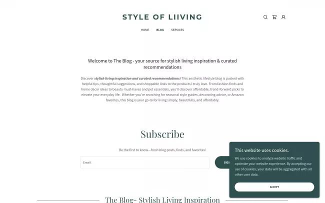 Screenshot of the Style of Liiving- Curated Home Decor and Lifestyle Inspiration Blog