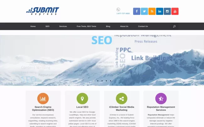 Screenshot of the Submit Express Website