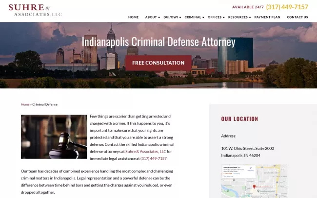 Screenshot of the Suhre & Associates DUI and Criminal Defense Lawyers Website