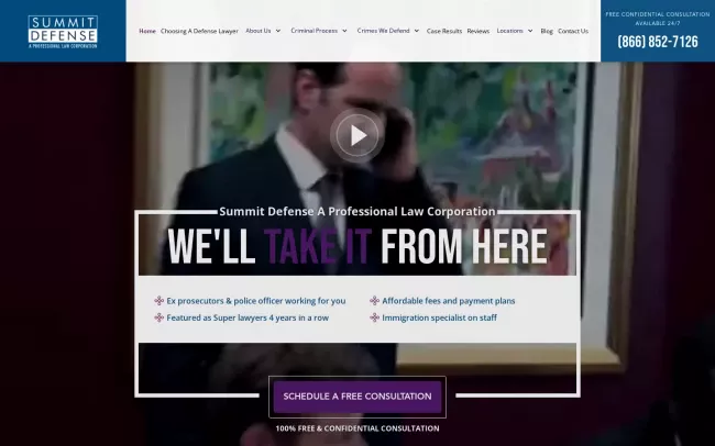 Screenshot of the Summit Defense Website