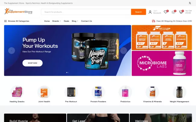Screenshot of the The Supplement Store Website