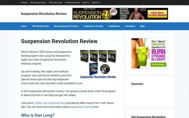 Screenshot of the Suspension Revolution Review Website