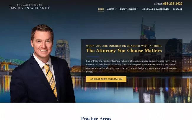 Screenshot of the Sutherland & Belk Law Website