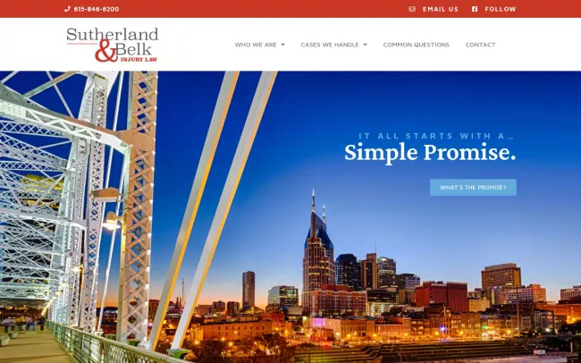 Screenshot of the Sutherland & Belk, PLC Website